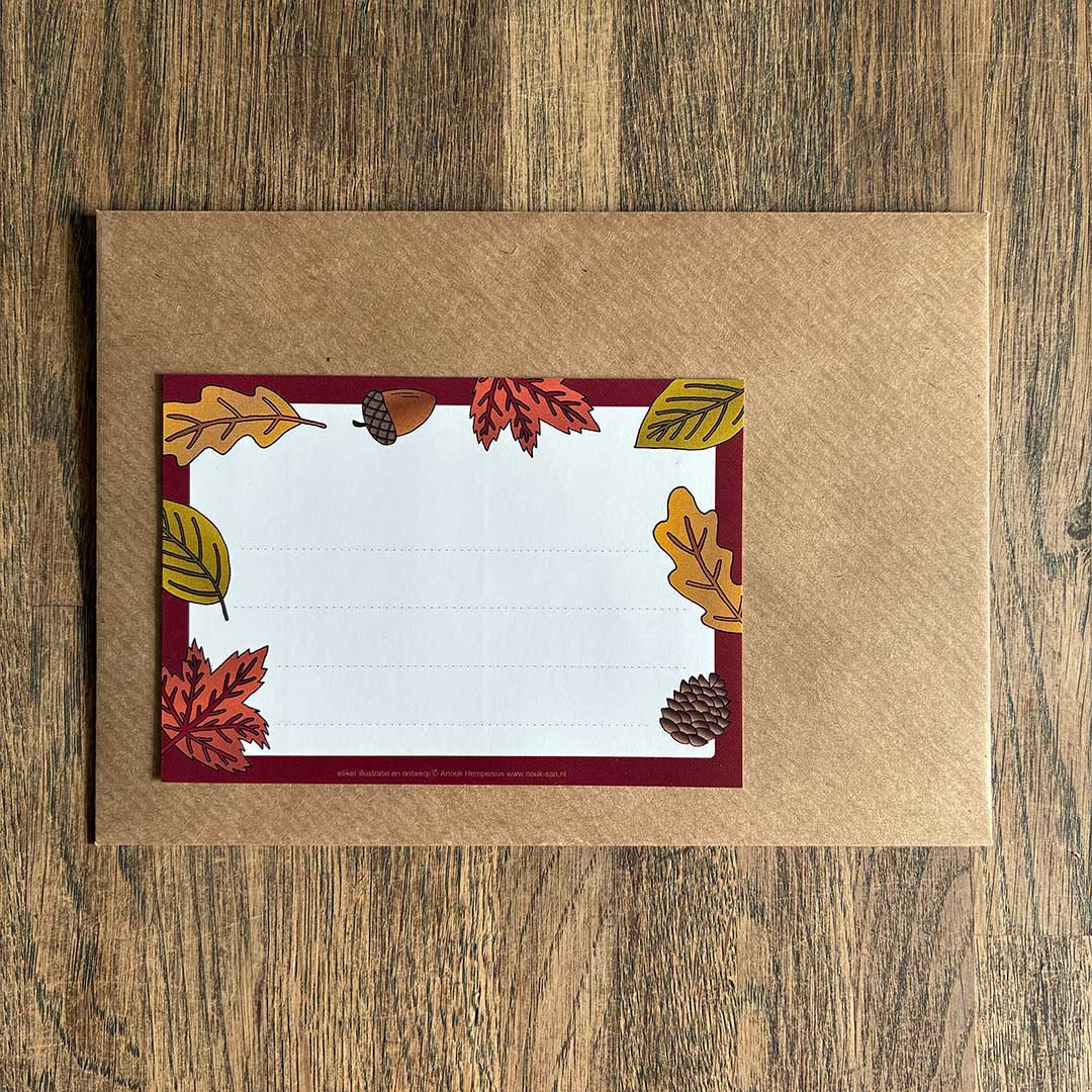a7 adresstickers herfstbladeren