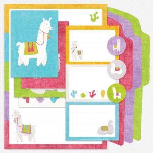 Printableset met alpaca & cactus briefpapier, enveloppen, etiketten, sluitzegels en kaarten van Nouk-san