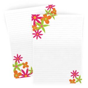 Set van 5 vellen A5 briefpapier met illustraties van fleurige bloemen