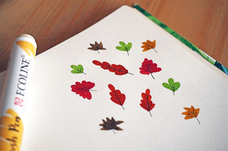 Herfstbladeren decoratie in jouw bullet journal