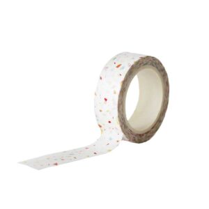 Witte rol washi tape met gekleurde confetti