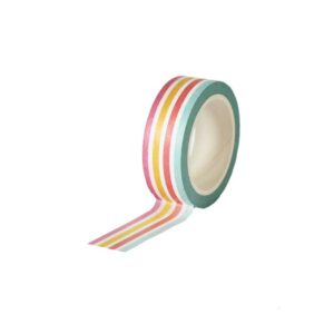 Rol washi tape met 4 pastelgekleurde stroken