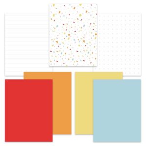 Set van 7 gekleurde papiertjes op A7 formaat