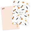 Witte postkaart met verschillende snoepjes en lolly's erop met een lichtroze envelop van het merk Pinkstore