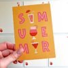 Oker postkaart cocktails met tekst 'summer'