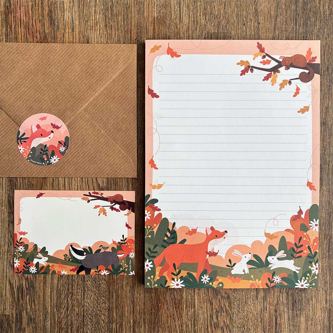 pre order: postpapier dieren in herfst natuur