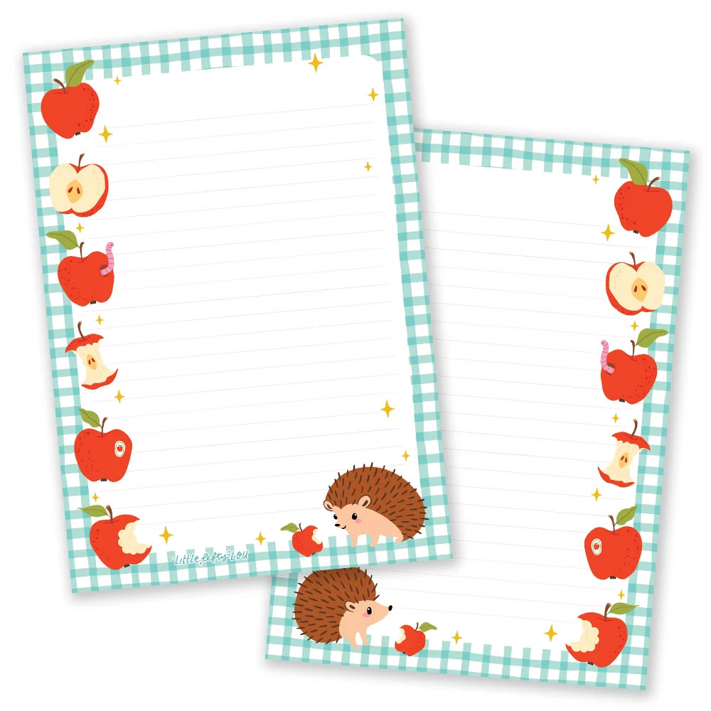 a5 briefpapier hedgehogs and apples