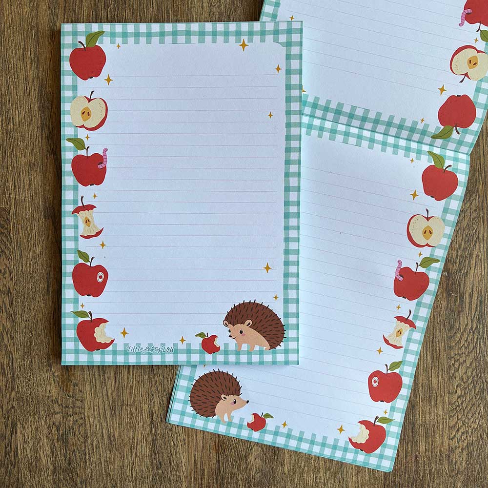 a5 briefpapier hedgehogs and apples