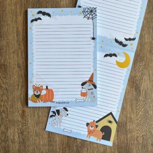 a5 briefpapier halloween honden