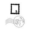 Set van 2 stempels: postzegel 5 ct en airmail stempel van Nouk-san