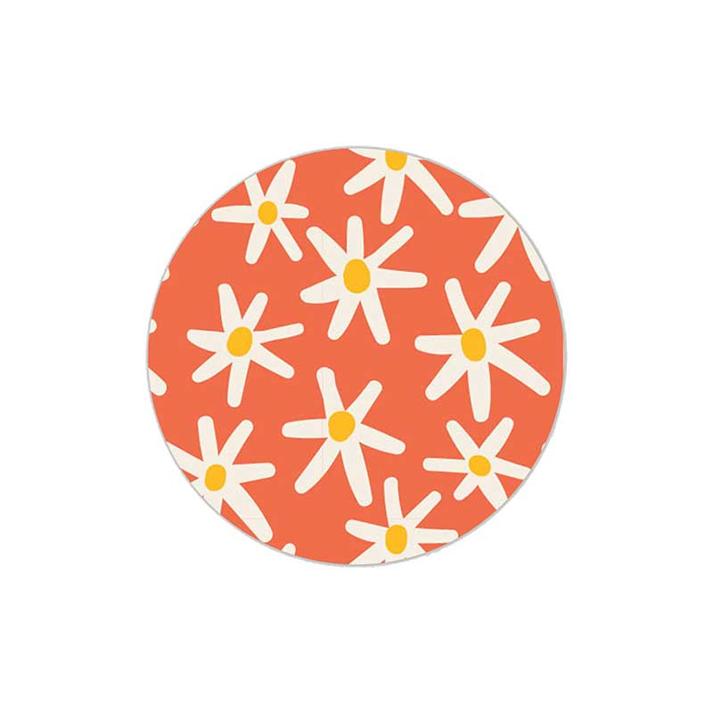 Ronde stickers met gekleurd bloemen patroon