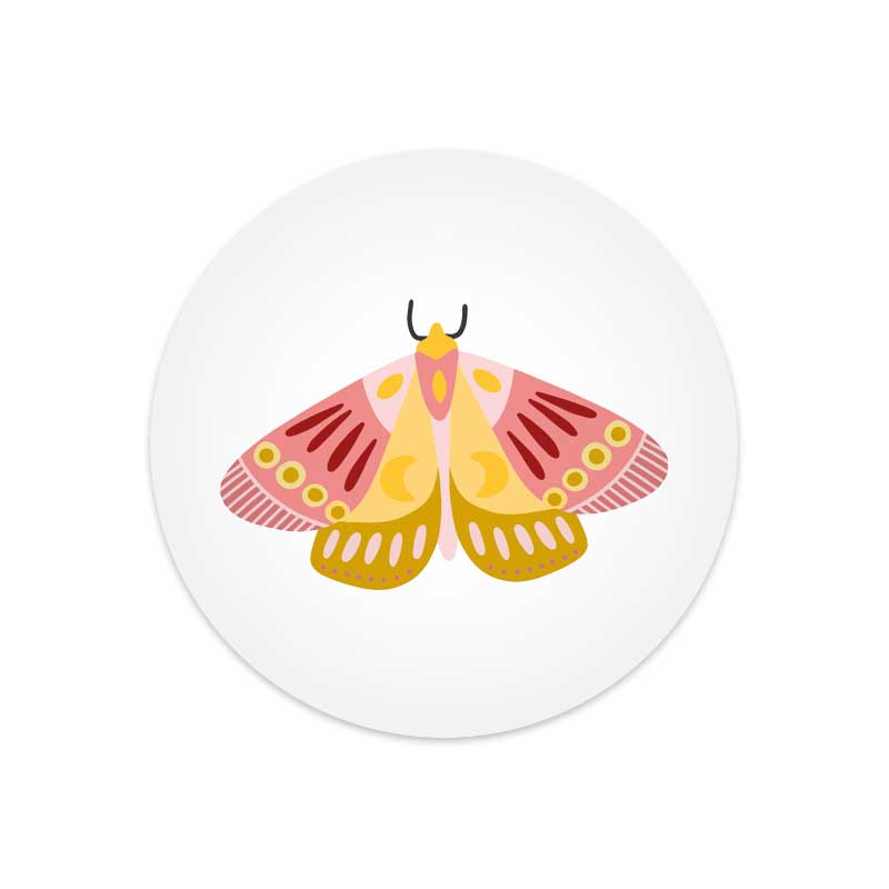 Set van 5 witte ronde stickers vlinder van Muchable